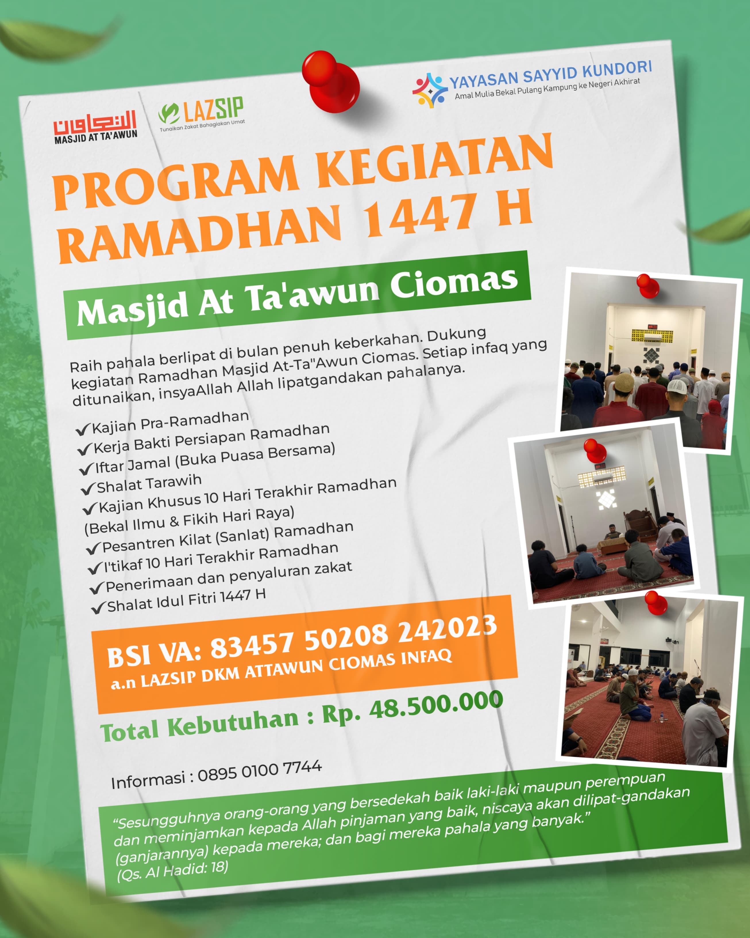 Kegiatan Ramadhan 1447 H  Mesjid Attaawun Ciomas Bogor